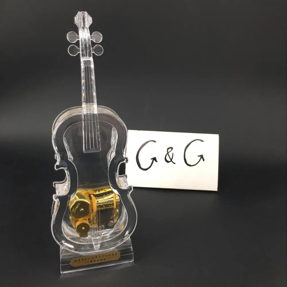 Custom Made Violin Hand Crank Music Box Acrylic (60421084533)