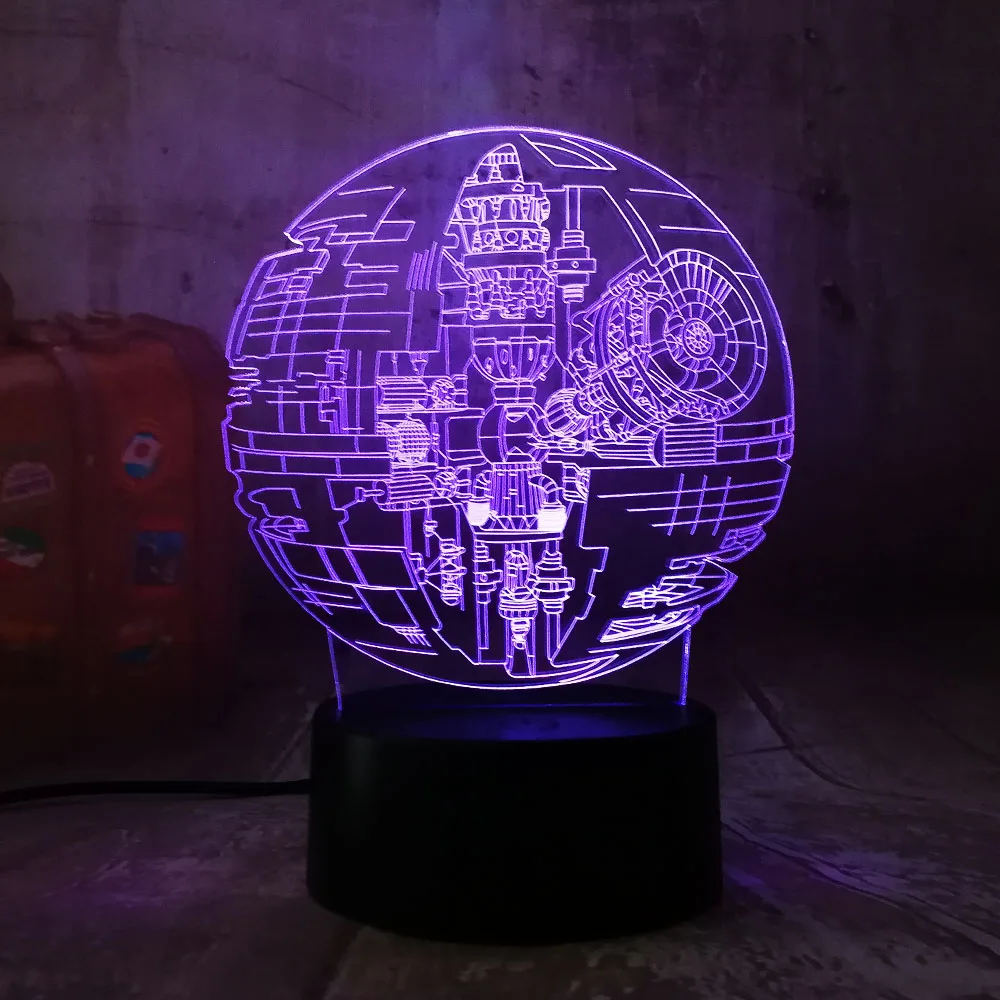Remote Control Death Star 3D LED Night Light 7 Color Sleep Table Lamb Luminaria Decoration Holiday Kids Gifts Toy Home Decor