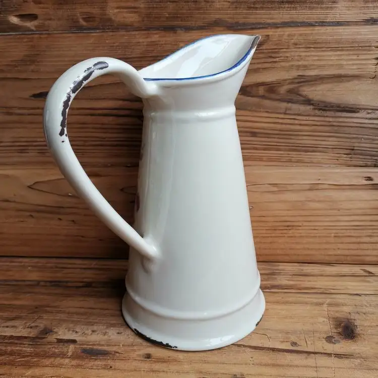 American style houseware enamel ceramic wholesale pitcher customized logo water jug with handle