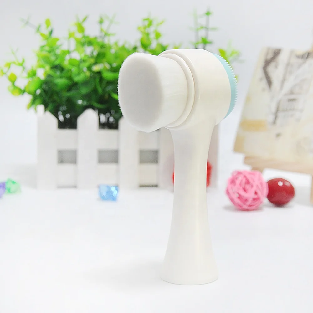 Wholesale Face Wash Cleaner Body Scrub Cleaning blackhead 3D Double Head Facial Cleansing Brush