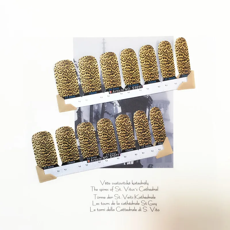 Leopard Brown Sexy Nail Arts Sticker 14 pcs set Waterproof Nail Decal Art Sticker Gel Polish