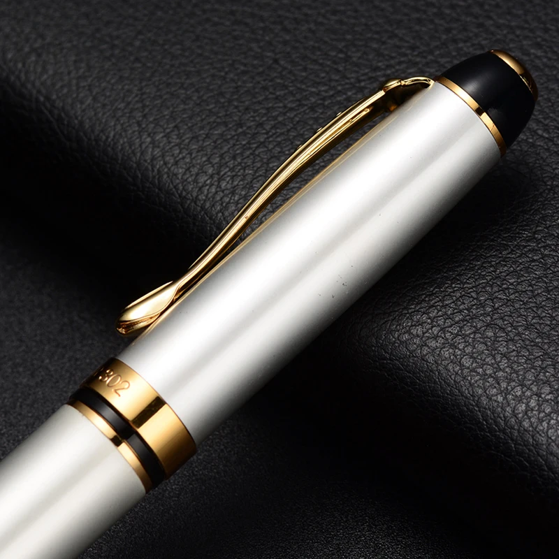 Ручка перьевая белая с гравировкой логотипа, уникальная идея для подарка, металлическая, инновационная, с зажимом, под заказ