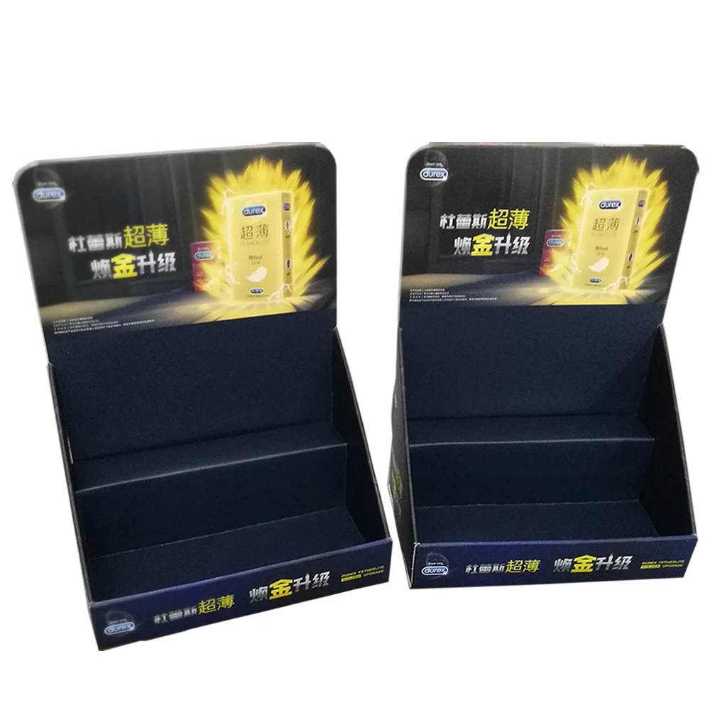 Supermarket Display Foldable cosmetic  Paper Box Shelf Ready Packing Box  Condom display box