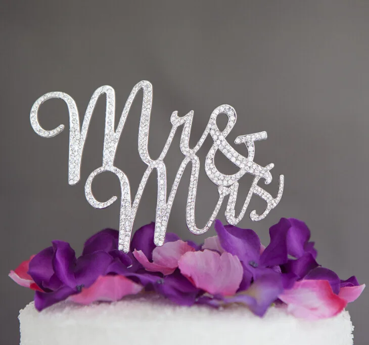 Wholesale Mr&Mrs Rhinestone Wedding Cake Topper Rhinestone Number Cake topper, Wedding Cake Decoration Bling Party Favor CT002