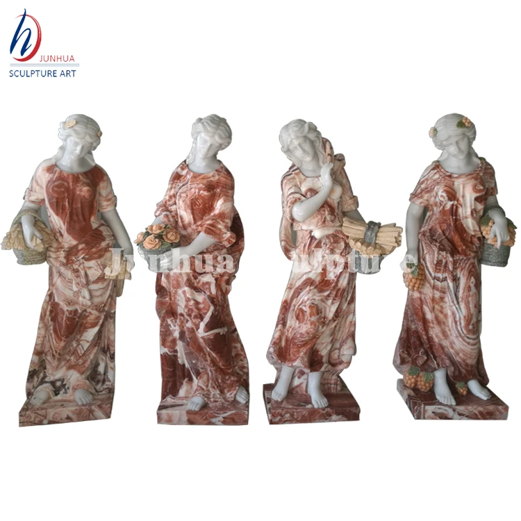 Custom Italian Colored Marble Statues Set 4 Season Sculptures