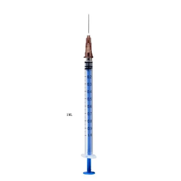 Disposable 1 ml colored syringe