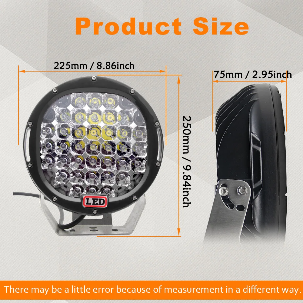 Led Worklight High Power 185w Round 9 Inch Car Spot Tractor Flood Beam Cob Led Work Light