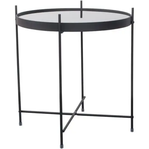 Nodic modern metal round side coffee mirrored table with foldable design