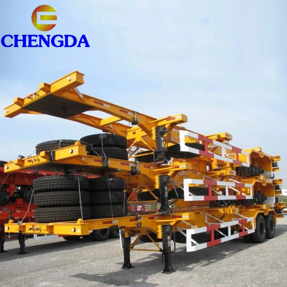 China Low Price Heavy truck 40FT 45FT container trailer 3 axle skeleton semi trailer