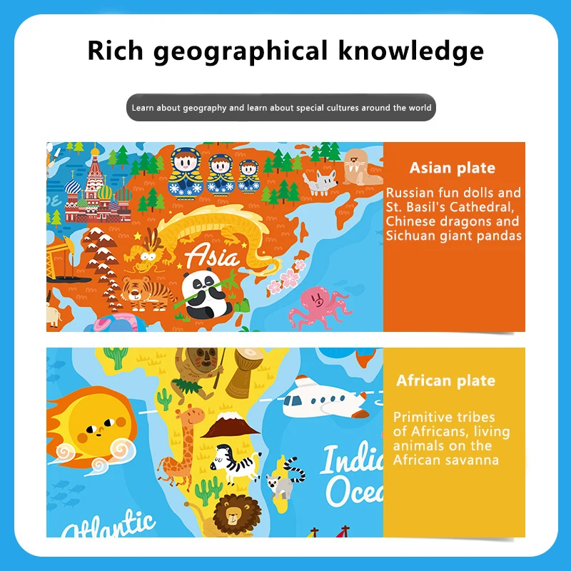 
Toi Classic Puzzle 80Pcs World Map Educational Toy Interesting Wood Jigsaw Puzzles For Children 