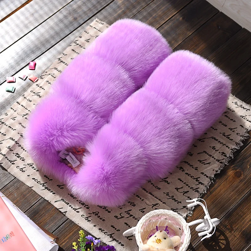 
Purple Children Dresses Accessories 2019 Girls Faux Fur Coat Kids Mink Fur Vest 