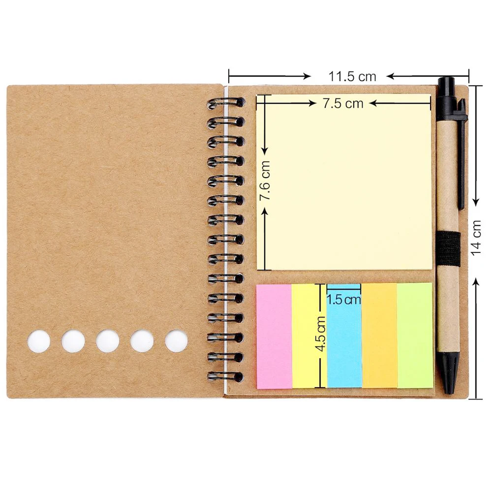 Eco Friendly Craft Paper Sticky Notes Custom Logo Printed Label Sticker Memo Note Pad With Pen