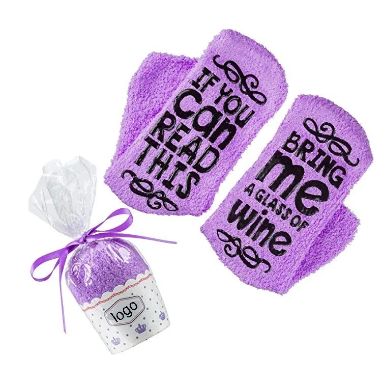 
Amazon funny print custom word cupcake packing socks if you can read anti slip wine socks 