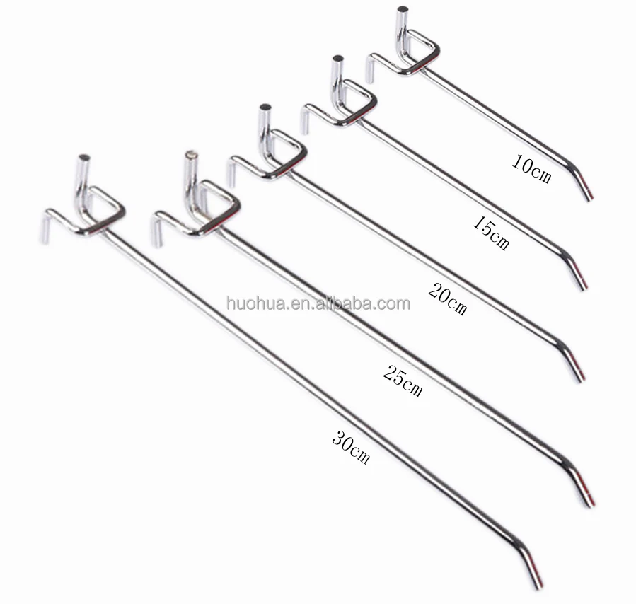 Huohua hot sale high quality single prong chrome plate plastic peg hooks for display