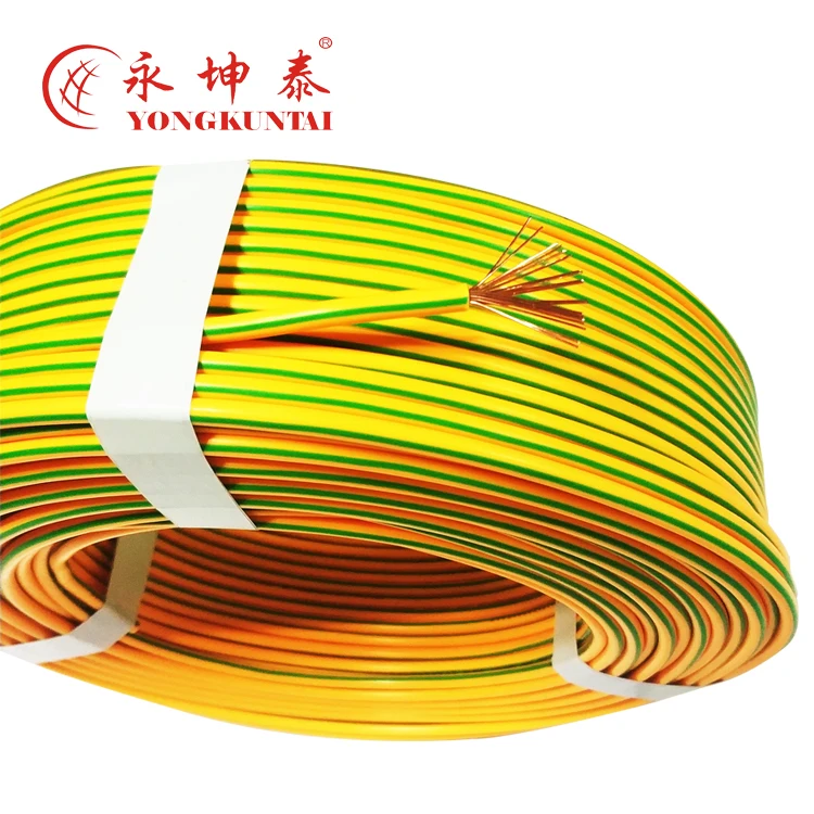 green/yellow earthing cable 450/750V solid & stranded copper single core cable in rolls