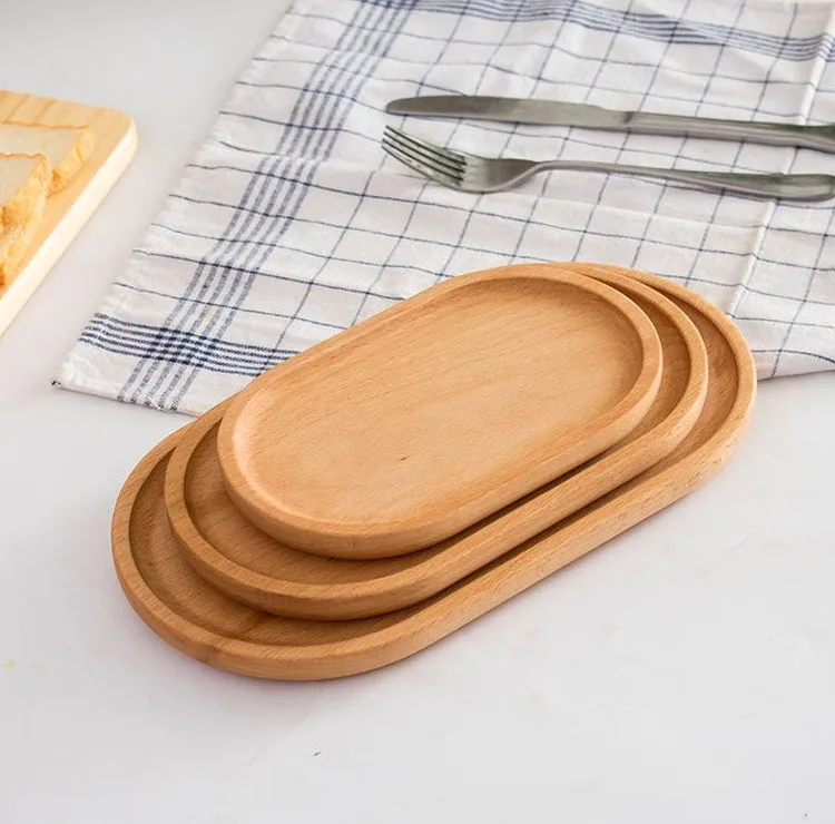 Professional customization wooden dining plates beautiful beech wood plate for home restaurants