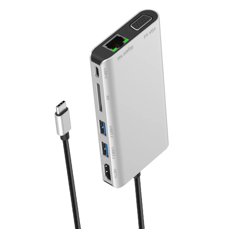  7 в 1 USB Type-C хаб адаптер кардридер для MAC OS/Windows/Android/Linus