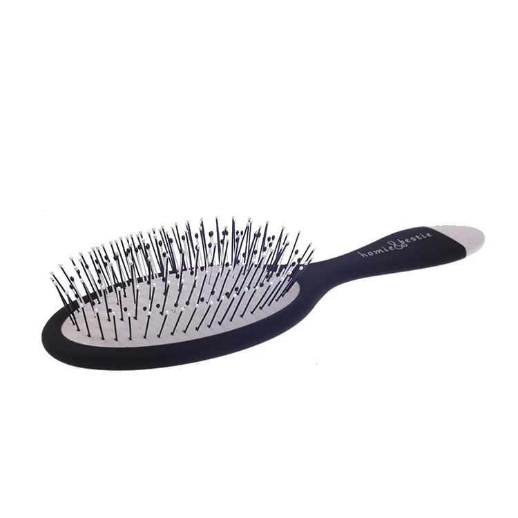EUREKA DS2359T-B Black Detangling Paddle Message Hair Brush 0.7mm Nylon pins Self Cleaning Hair Brush With Small Cleaner