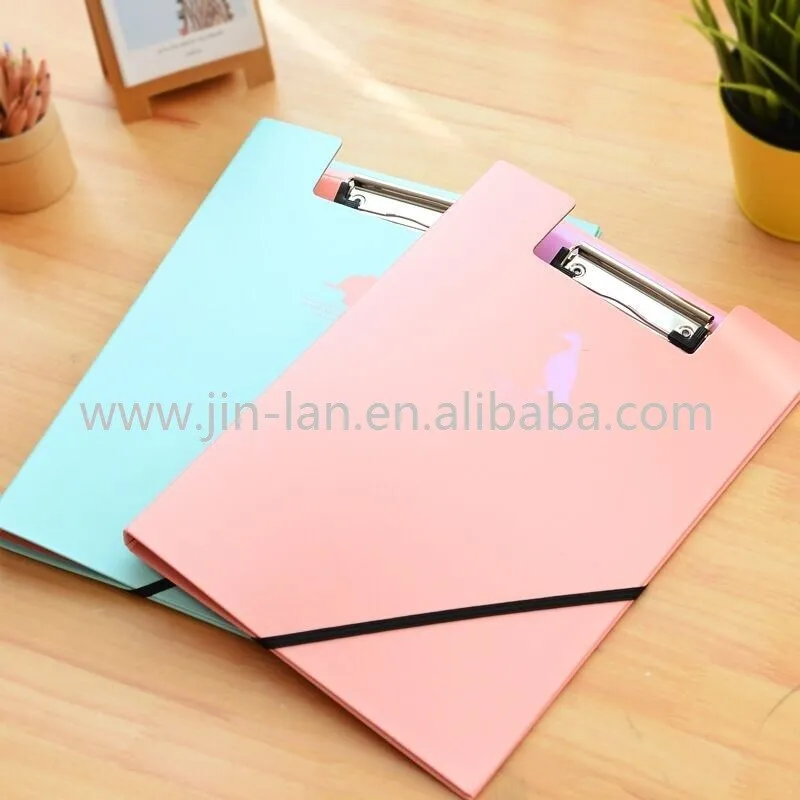 Customized School Supplies A4 Size Paper Board File Folder With Metal Clip
