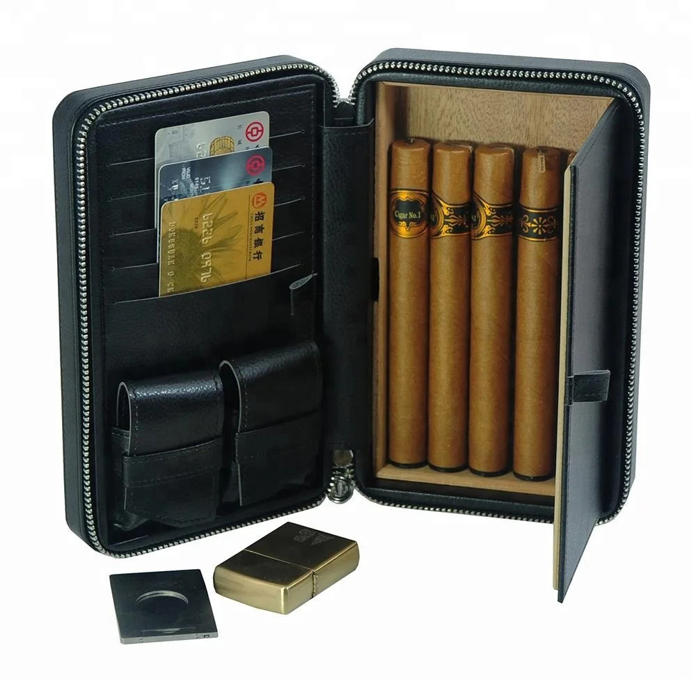 
Personalized Accessorized Traveler Portable Cigar Humidor Case 