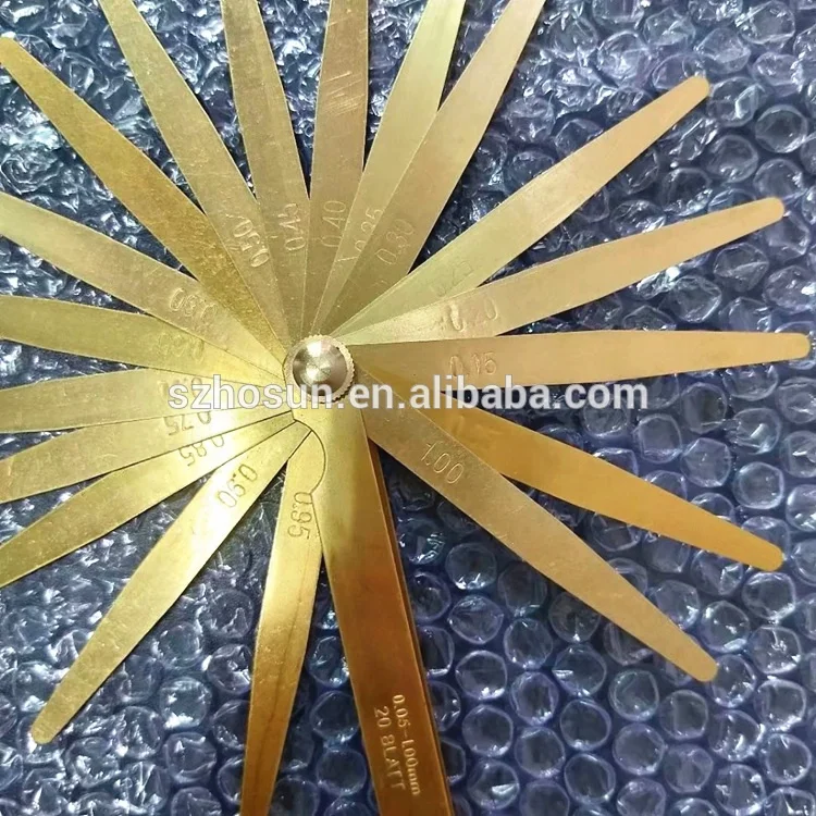 Good quality gap blades brass feeler gauge set 20blades/set measuring range 0.05 to 1.00mm