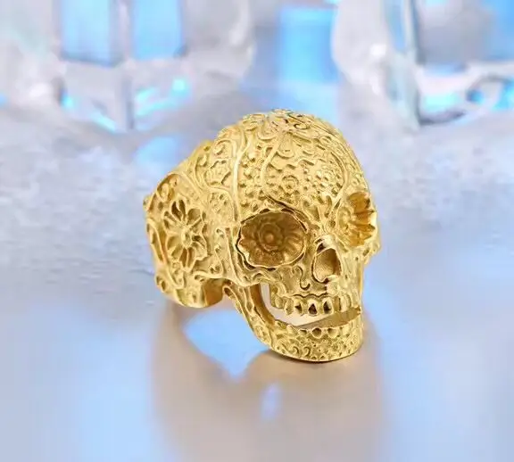 JMY Chinese 316L Stainless Steel Factory Price Finer cool skull Gold Ring For Men