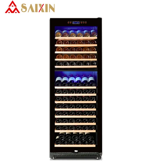 SRW-168D 160 Bottle Wine Cellar/Red Wooden Design Wine Cooler/Wine Refrigerator
