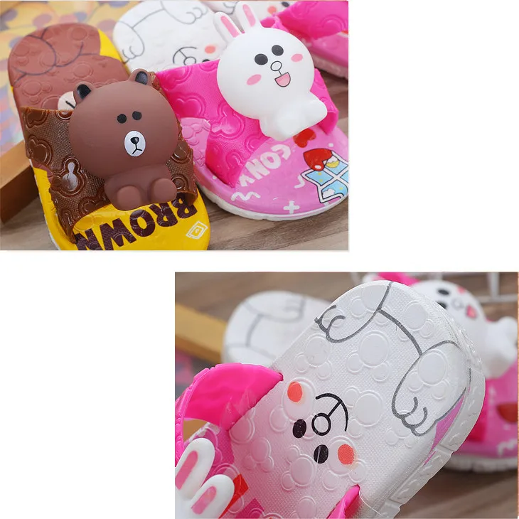 Kids Cartoon Indoor Slippers Creative cute three-dimensional bear rabbit  children shoes Baby Bedroom Shoes