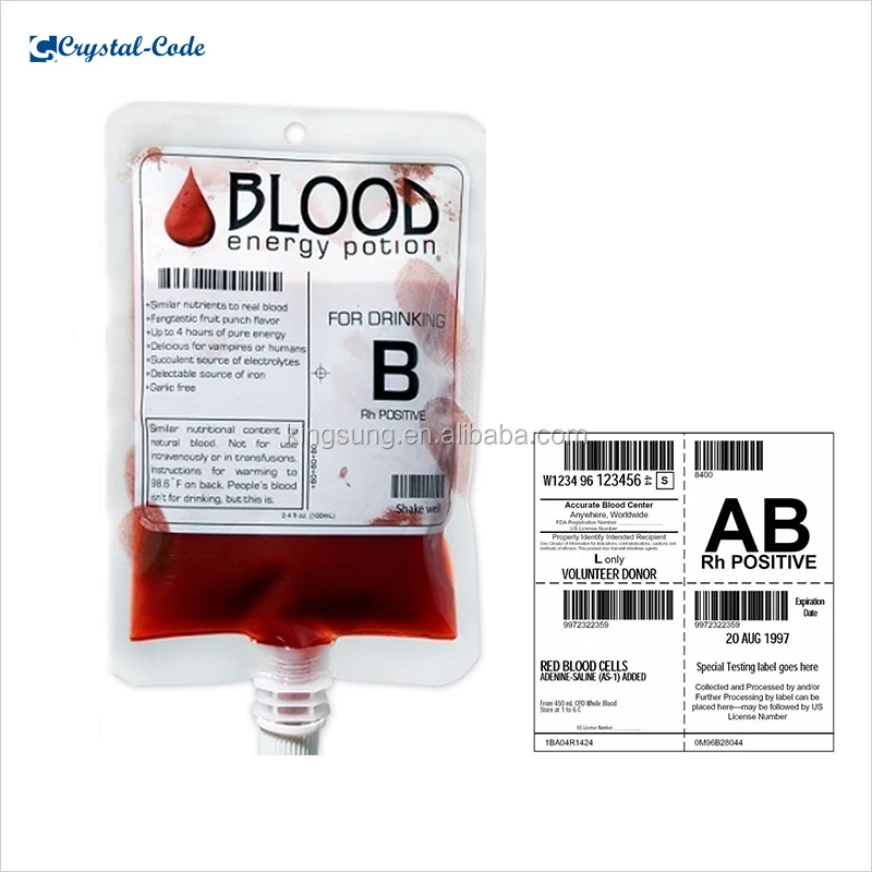 medicine blood bag sticker