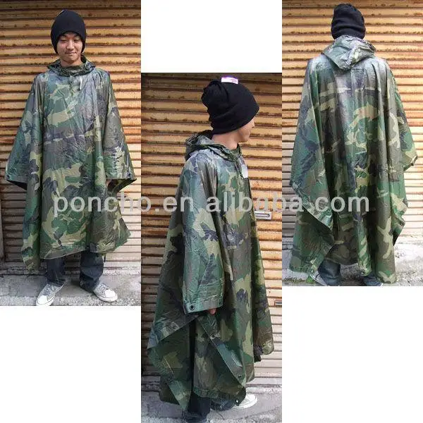 cheap heavy duty long raincoat military rain poncho