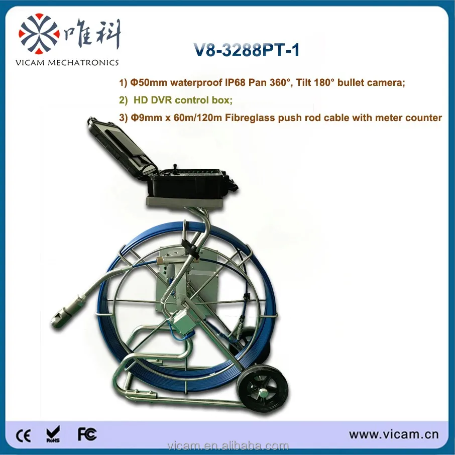 50mm Pan Tilt rotation Industrial Plumbing Drain Camera for sewage drainage Pipe Inspection