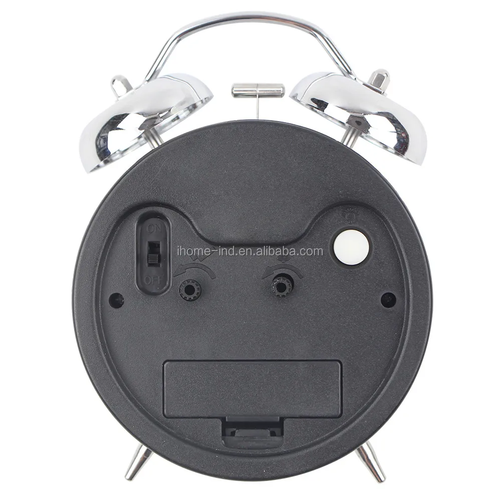 2023 Bed Room Decoration Metal Chrome Twin Bell Alarm Clock Desk Clock Horloges Circular Support Smart Watch Quartz Children