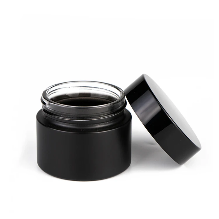 Wholesale 5g 10g 15g 20g 30g 50g 100g round matte black uv skincare glass cosmetic jars for cream