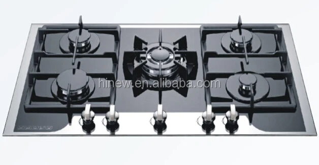 High quality  LPG or NG tempered 5 burners gas hobs