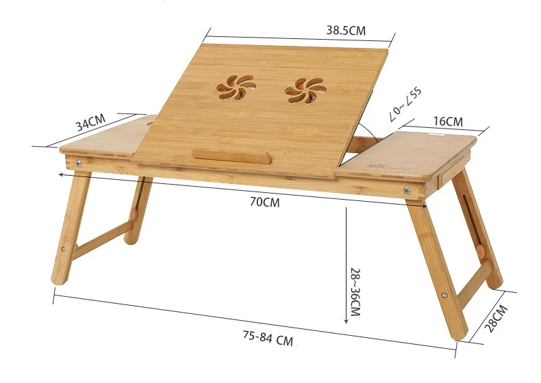 Бамбуковый столик для ноутбука с правой/левой ручкой, бамбуковый складной поднос для кровати