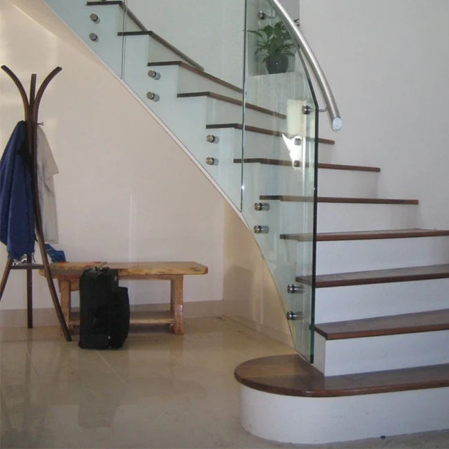 
Steel end cap wooden indoor stairs curved stair railing kits 