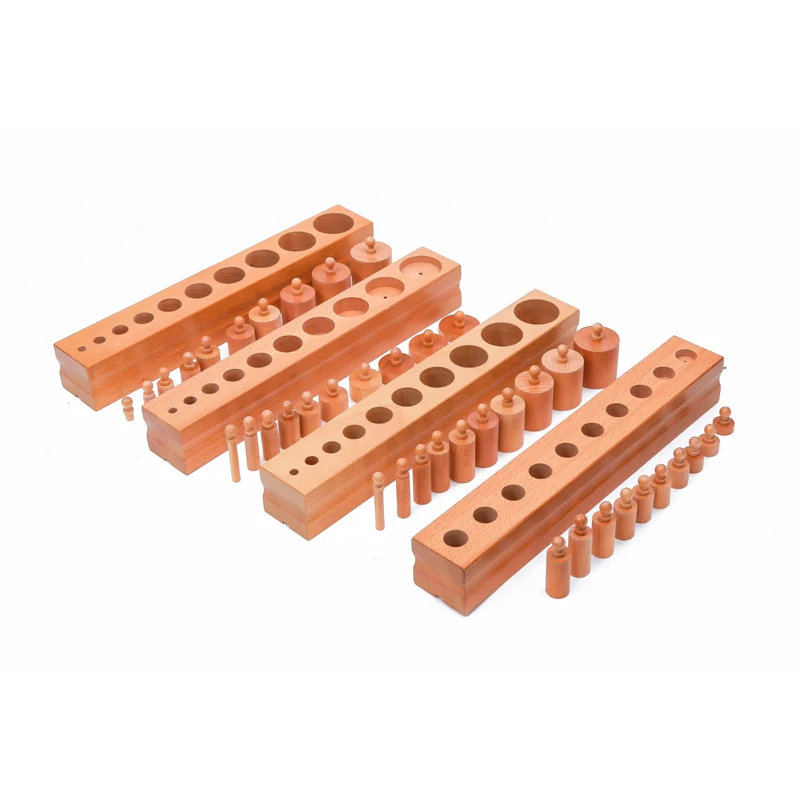 Wooden Educational Toys Montessori Teaching Toys Wood Socket Cylinder Block (Set of 4) For Toddler