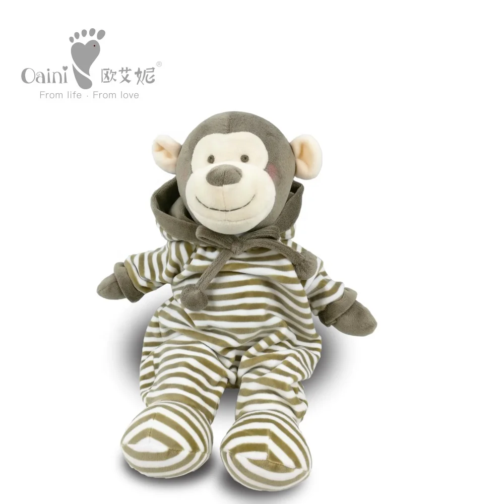 ODM OEM Azo Free Supplier Custom Soft Monkey Dolls Toys Lovely  Plush Striped Animal Toys Cheap Stuffed Monkey Toy