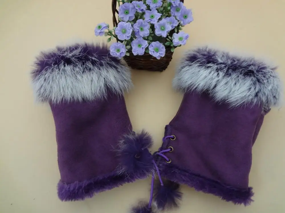 fashion winter warm faux fur fabric fingerless gloves ladies fashion mitten driving gloves