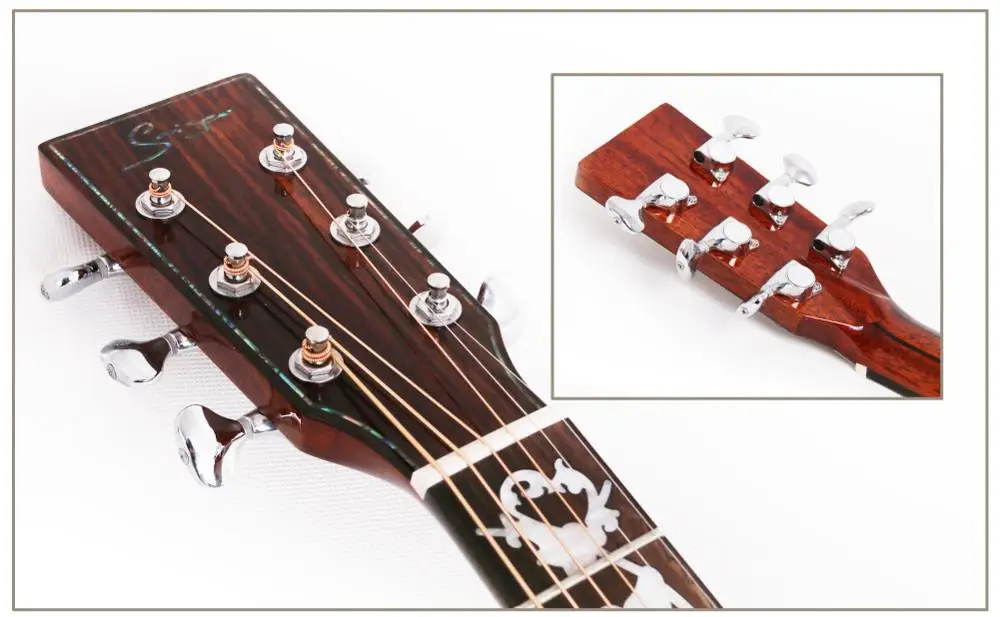 Guitar kit Solid Rosewood Mahogany inlay design neck acoustic guitar from Vines Factory