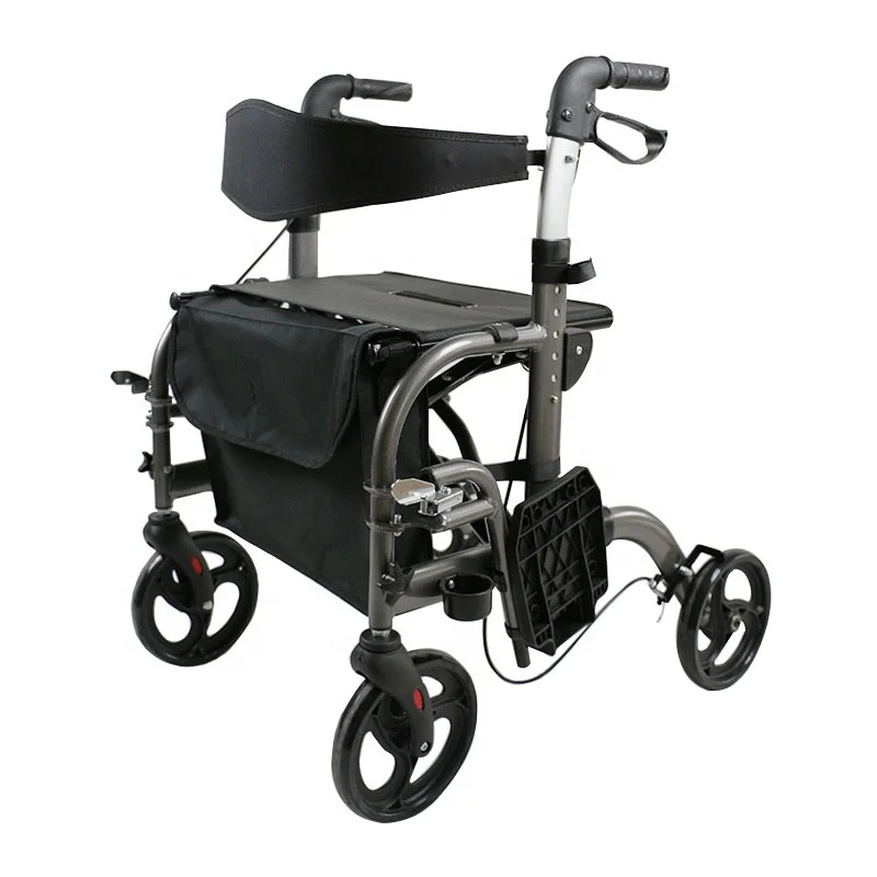 
European Aluminium Foldable Wholesale Shopping Cart Rollator Walking Transit Chair For Disabled 