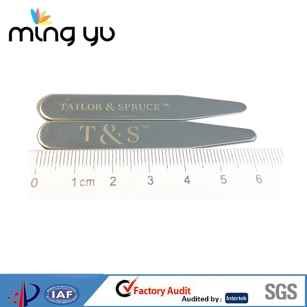 Garment Accessories Brass &Stainless Steel Brushed Collar Stays Collar Stiffeners Collar Stand Engraved with Customize Logo