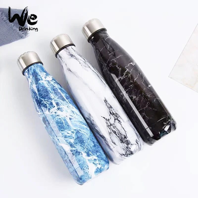 
500ML/17OZ In Stock Double Wall electroplate shiny Stainless Steel cola shaped Vacuum Insulated bottle thermos 