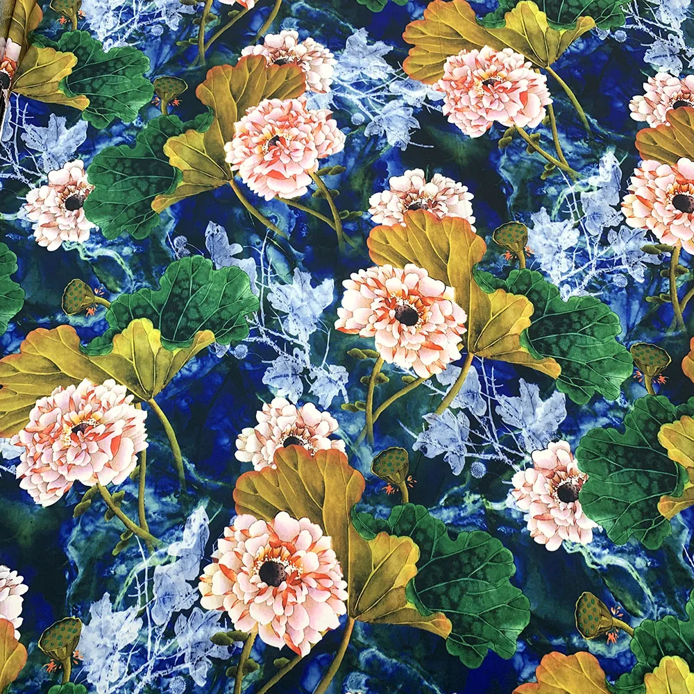 
2019 Wholesale High quality No MOQ Polyester Matt Silk satin Chiffon digital print for women Dress 