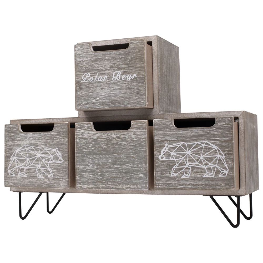Rustic unfinished small wood stackable drawer wood cabinet storage