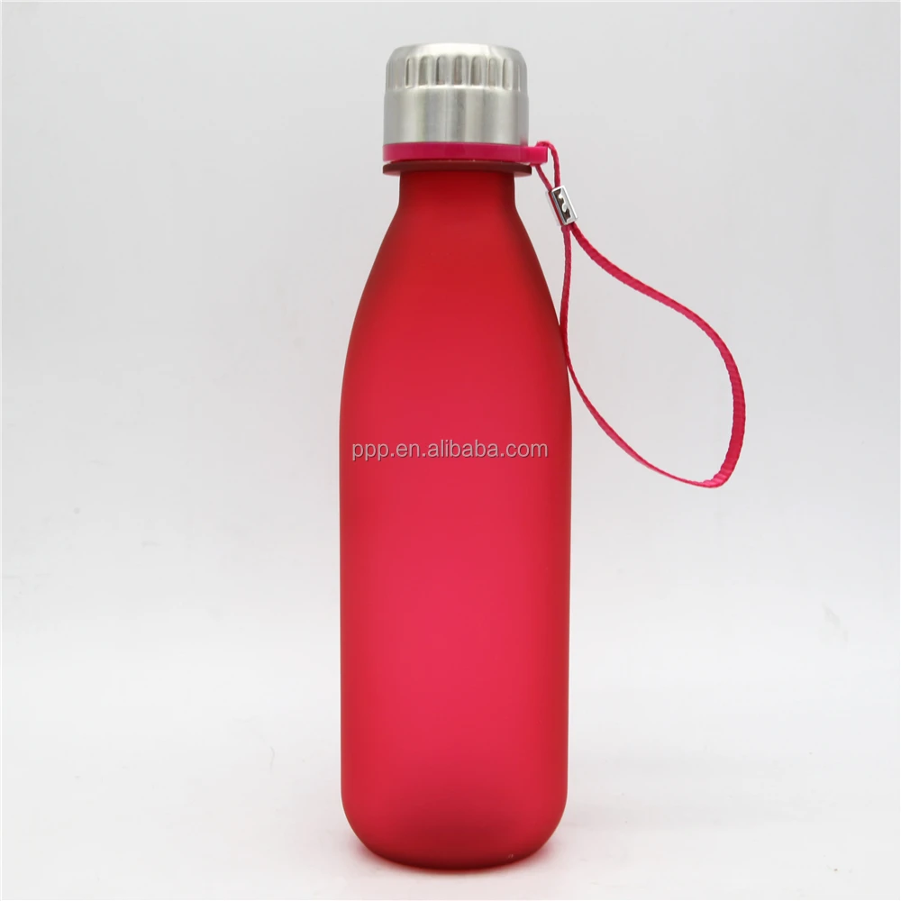 
eco-friendly BPA free single wall plastic logo customized colorful cola bottle with fixed handle 