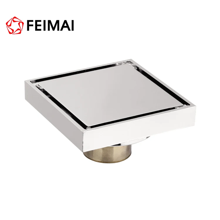 Латунный квадратный Слив для пола, сантехника для пола, хромированный слив воды