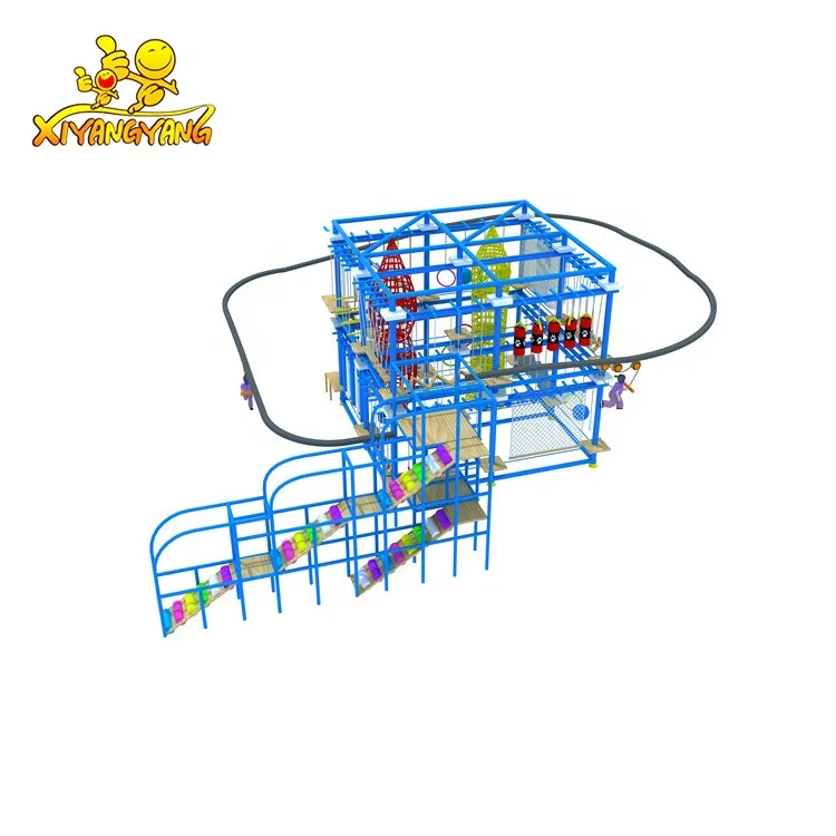 
Wholesale Adventurous Indoor Trampoline Park Game Zip Line and Rollglider Adventure Amusement Park Sky Rider 