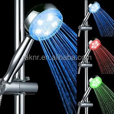 High Pressure Shower Head Stainless Steel Multiple Color LED Shower Head