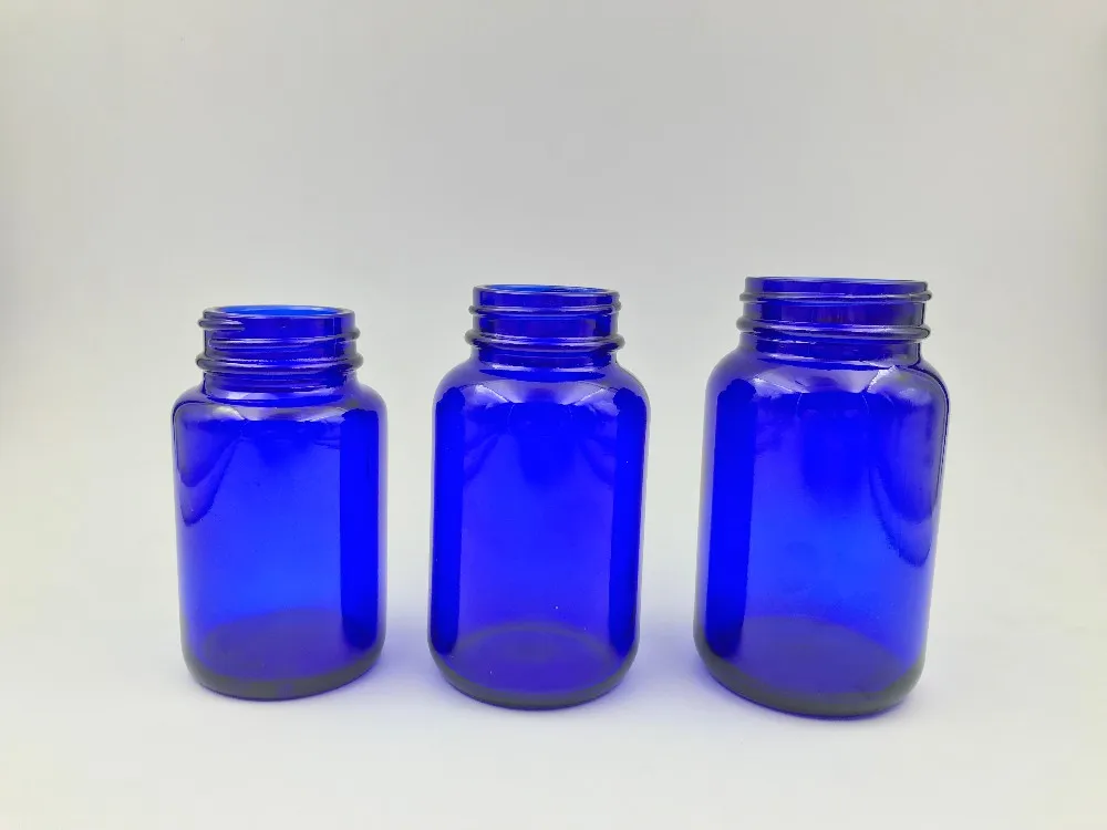 Medical wide mouth  glass bottle, amber, blue or green glass bottle